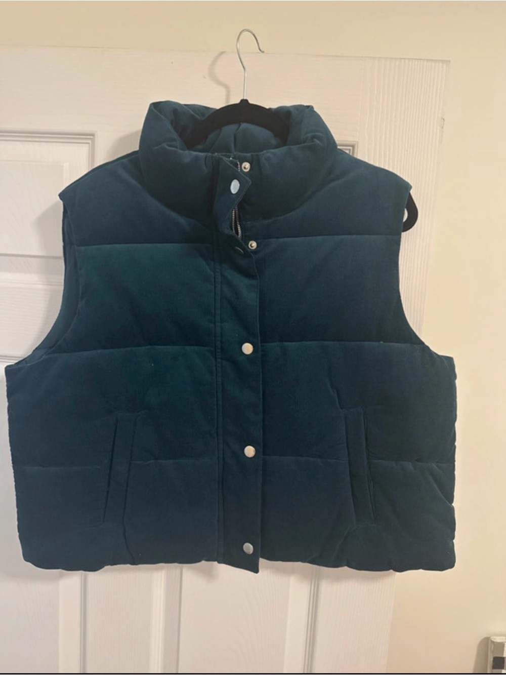 LOFT Teal Corduroy Puffer Vest